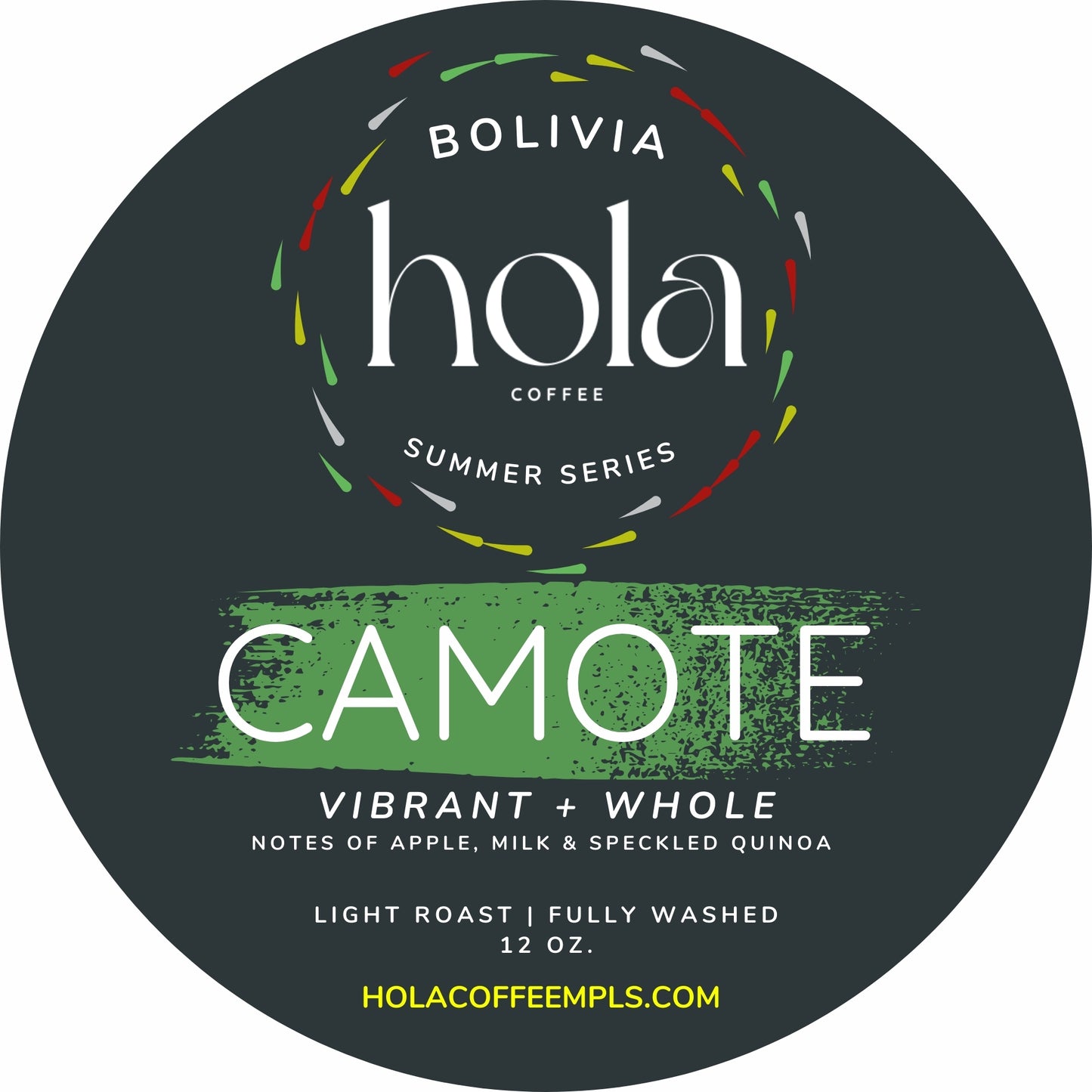 CAMOTE - Bolivia, Single Origin - Light Roast by Hola Coffee - Whole Bean or Ground, 12 oz. Bag